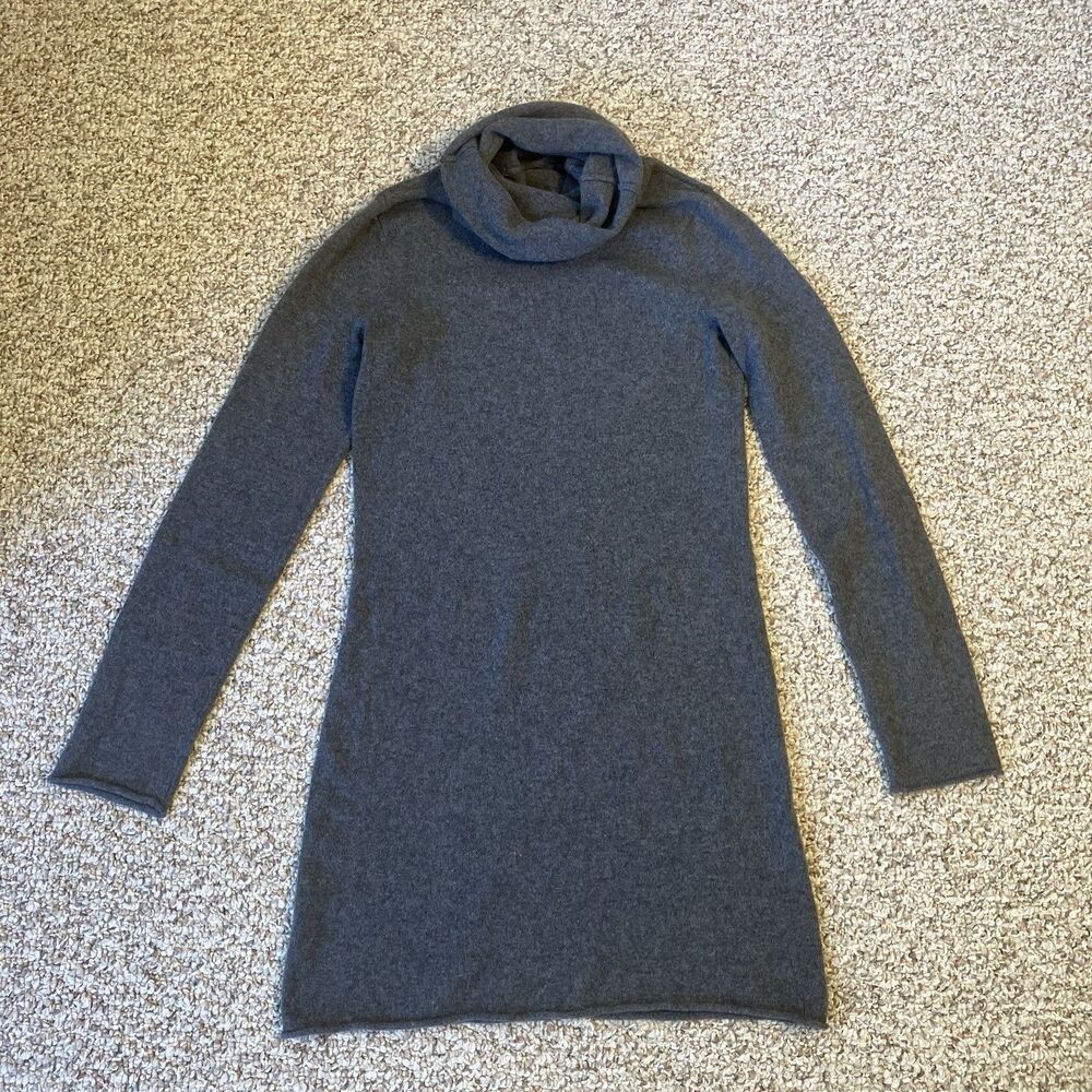 Aqua Cashmere 100% Cashmere Dress Size S Gray Long Sleeve Knit Quiet Luxury